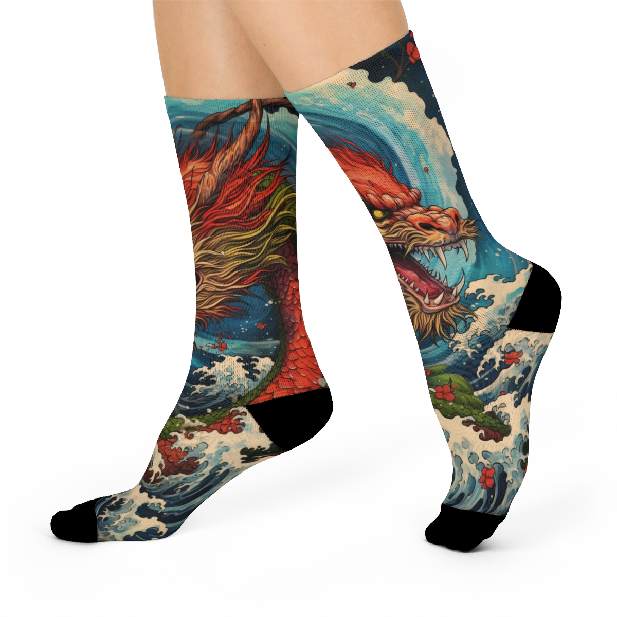 Water Dragon Cushioned Crew Socks