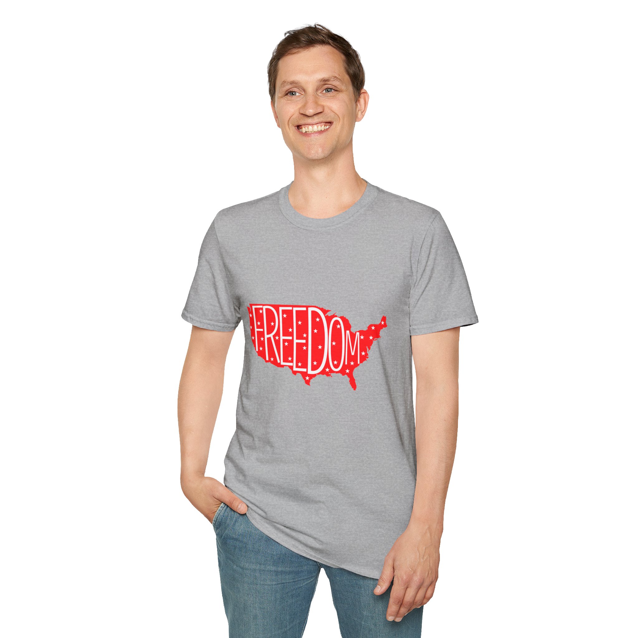 Freedom USA Unisex Softstyle T-Shirt - Casual Tee for Independence Day, Patriotic Gift, Relaxed Fit, Stylish Everyday Wear - Image 18