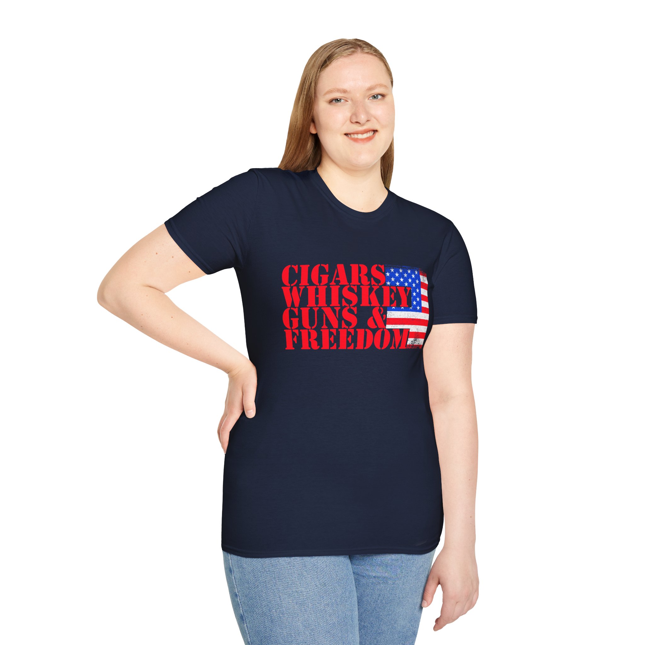 Cigars, Whiskey, Guns & Freedom Tee | Unisex Softstyle T-Shirt for Libertarians, Independence Day, Casual Wear, Gifts, Everyday Style - Image 18