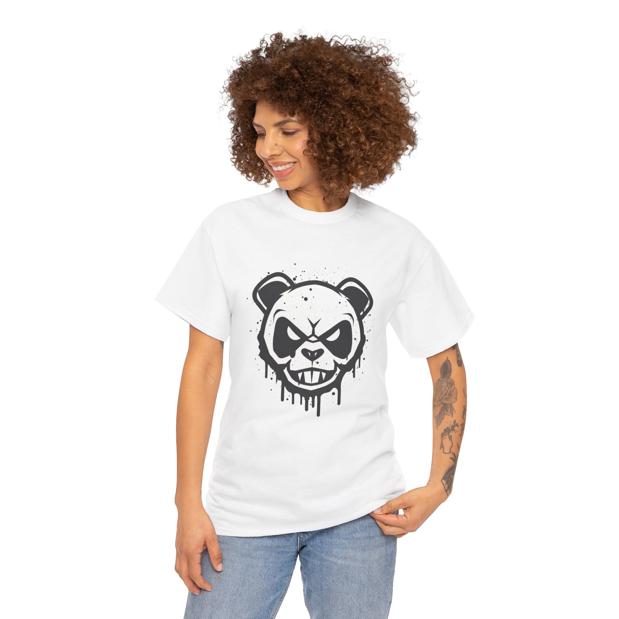 Angry Panda Unisex Heavy Cotton Tee - Image 3
