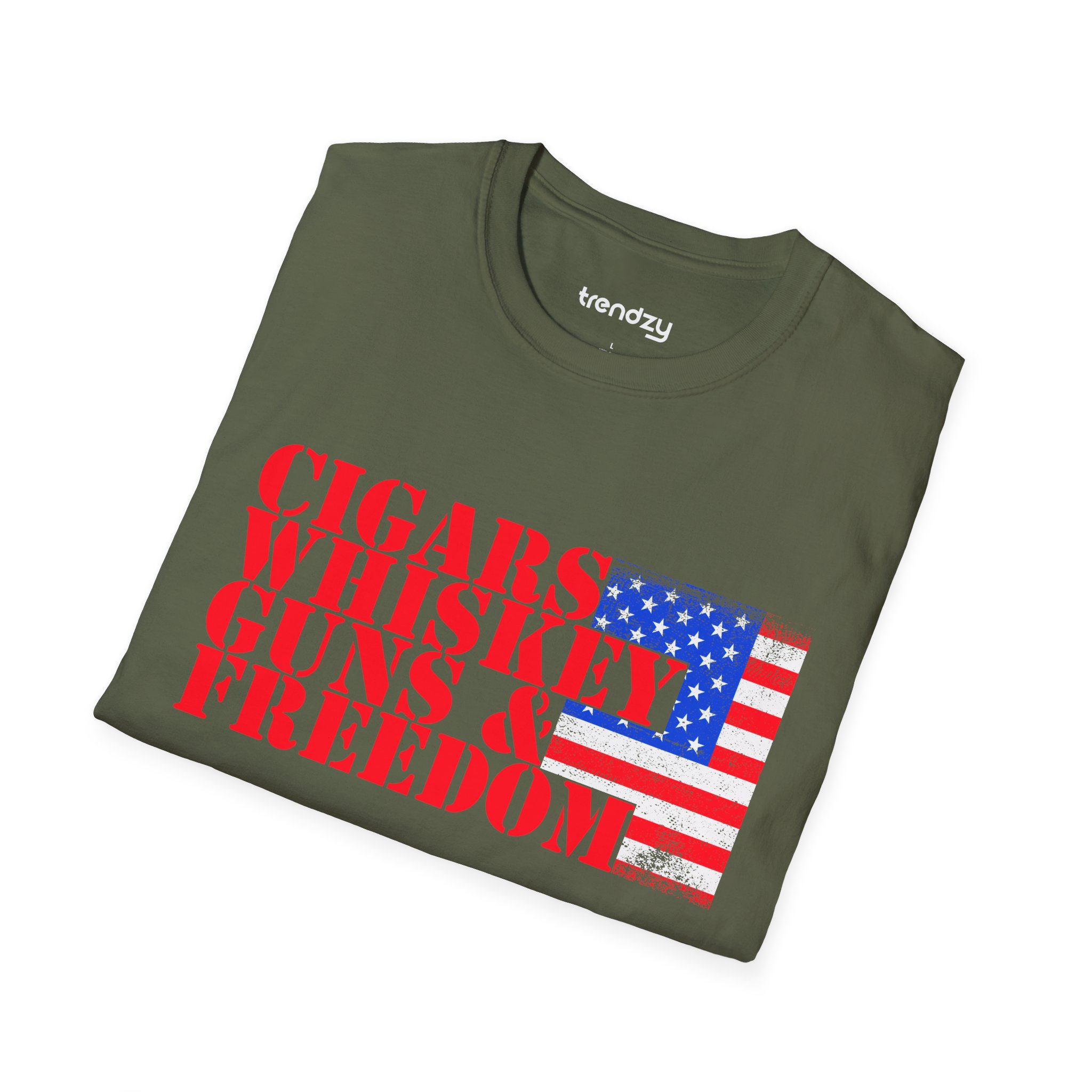 Cigars, Whiskey, Guns & Freedom Tee | Unisex Softstyle T-Shirt for Libertarians, Independence Day, Casual Wear, Gifts, Everyday Style - Image 7