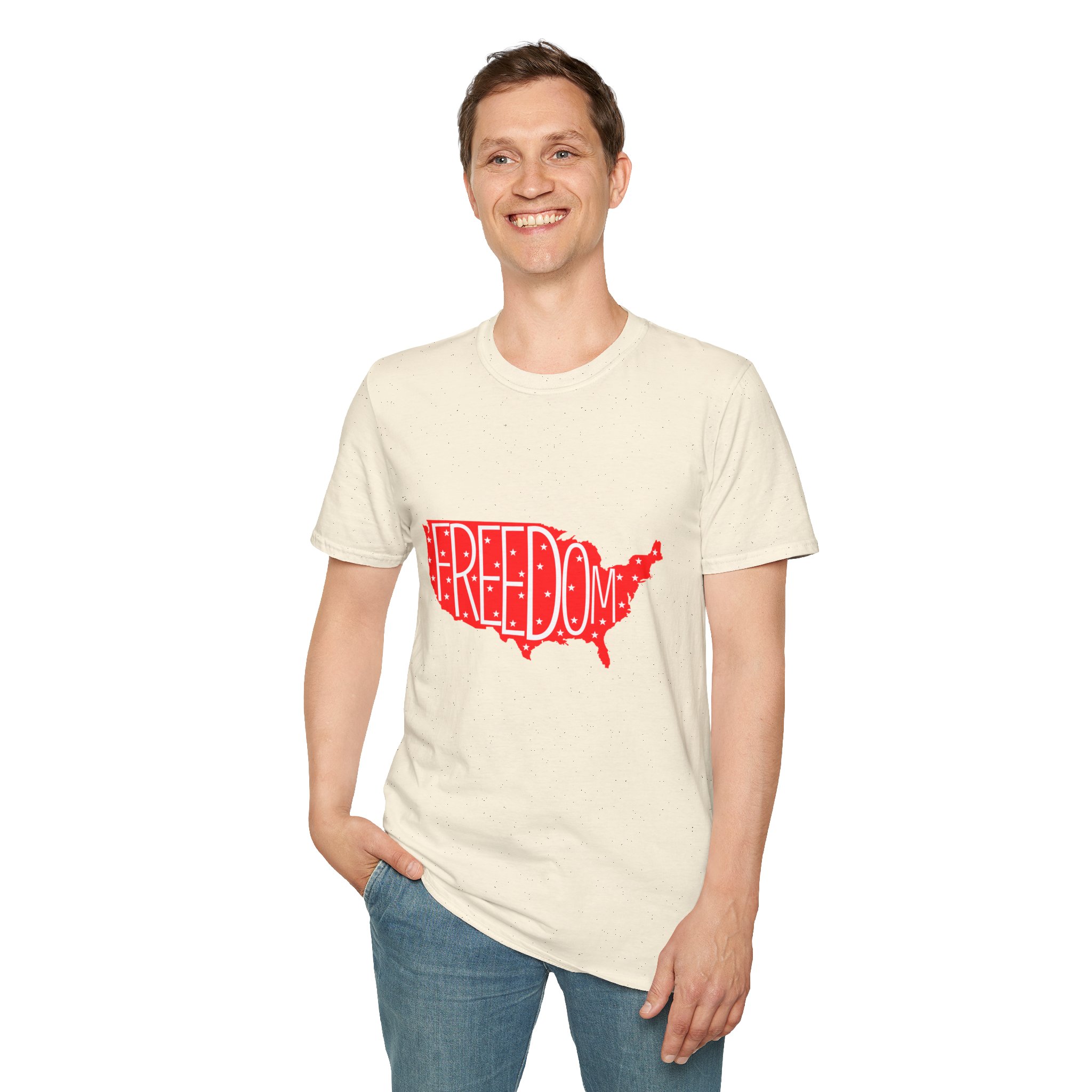 Freedom USA Unisex Softstyle T-Shirt - Casual Tee for Independence Day, Patriotic Gift, Relaxed Fit, Stylish Everyday Wear - Image 23